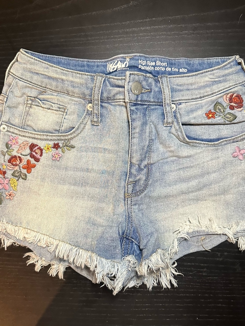 Mossimo High-Rise Light Blue Floral Embroidered Denim Shorts Sz 2